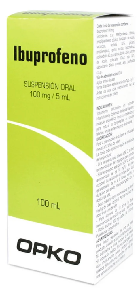 Ibuprofeno 100 mg/5mL Suspensión 100 mL